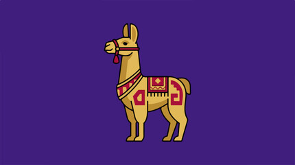 Obraz premium Llama with saddle and blanket.