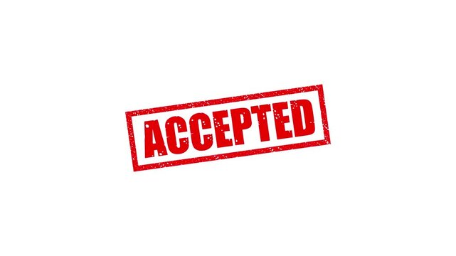 Accepted stamp design motion graphics. grunge rubber stamp impression animation. accepted distressed texture effect 4k video.