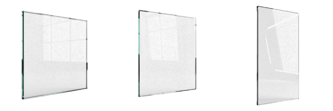 Set of Clear Transparent Glass Panels at Different Angles