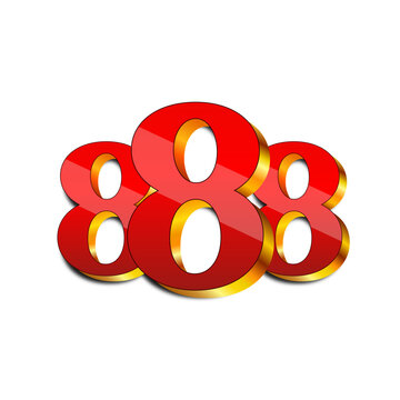Number 888 golden vector, triple eight cartoon vector image, eight eighty eight 