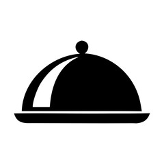 Fototapeta premium Black and white cloche or food serving dome icon, symbolizing fine dining, restaurants, or hidden culinary delights