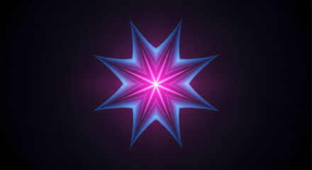Obraz premium Glowing pink and blue starburst vector illustration with dark background