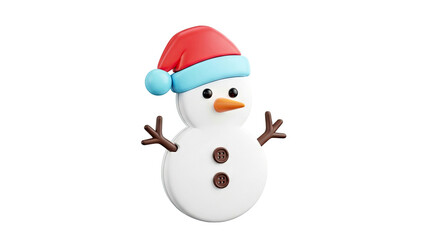 Fototapeta premium Cute 3D Snowman with Santa Hat