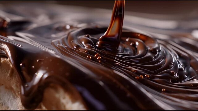 Chocolate Syrup Pour Macro Close Up