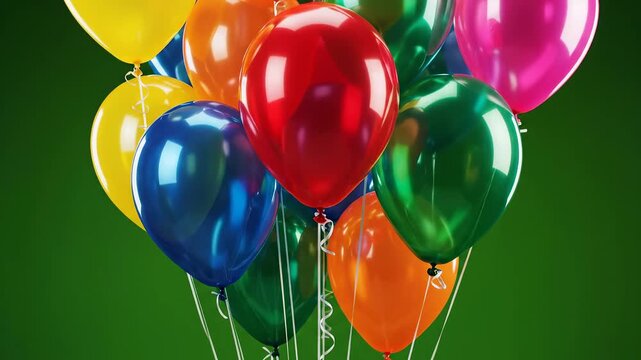 Colorful balloons against green background