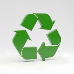 Obraz premium Green recycling symbol on a white background environmental conservation.