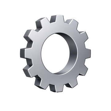 A metallic gear isolated on transparent background showing the detailed structure and design suitable for industrial themes