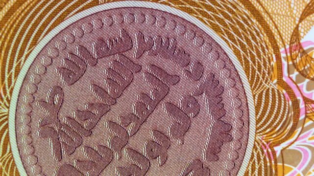 Macro close-up of a 1,000 Iraqi Dinar banknote. The footage shows detailed intaglio printing, Arabic calligraphy, and intricate patterns. Perfect for finance, global economy, and banking content.
