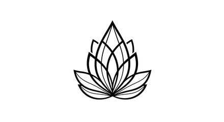 Fototapeta premium Abstract Lotus Flower Outline Icon Vector Graphic