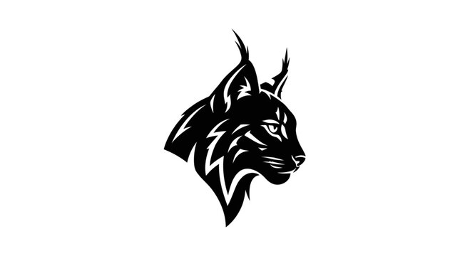 Black Lynx Head Silhouette Vector Art