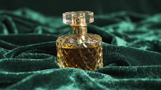 Luxury perfume bottle on velvet.