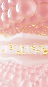 3D animation of cosmetic essence and skincare layers, technology in haircare, 3D video visualizing the science of beauty, 3D cosmetic innovation
