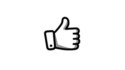 Obraz premium Black and white outline thumbs up gesture icon representing approval, like, success, and positive feedback.