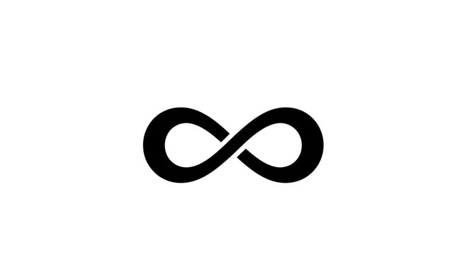 Black infinity symbol on a white background