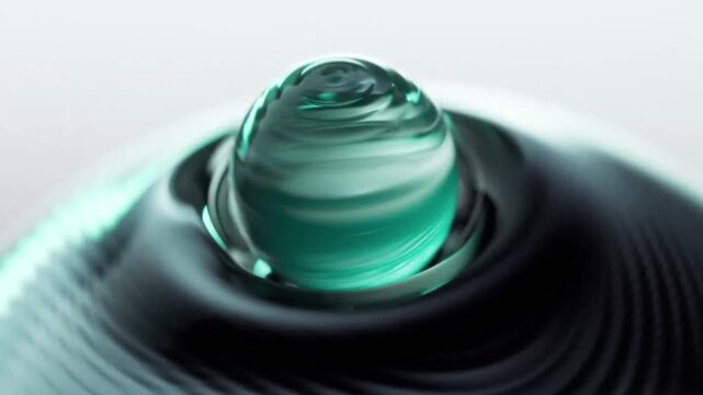 Captivating 3D animation of cosmetic essence in a swirl, perfect for skincare, haircare, and 3D cosmetic technology videos, showcasing 3D video fluidity and advanced material rendering