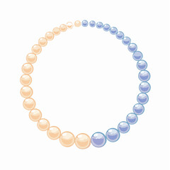 Obraz premium Elegant Two Tone Pearl Necklace Illustration in a Circular Arrangement Featuring Orange and Blue Beads on a White Background