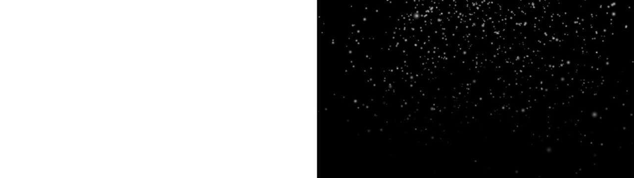 Falling realistic natural snowflakes overlay, snow for digital composition and photo composite with transparant background