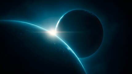Obraz premium Stunning Celestial Eclipse Event with Glowing Horizon Light.