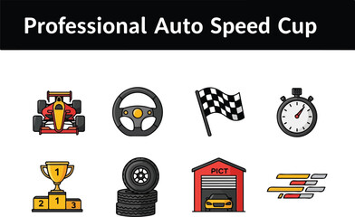 Obraz premium Professional Auto Speed Cup Collection of Racing and Competition Icons