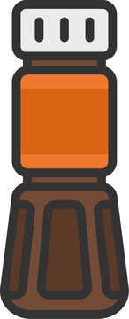 中濃ソースのボトルのアイコン（線画カラー）のイラスト