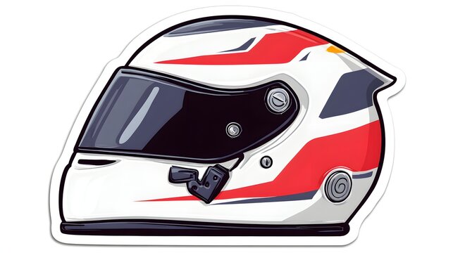 Racing Helmet Graphic Design White Red and Black.