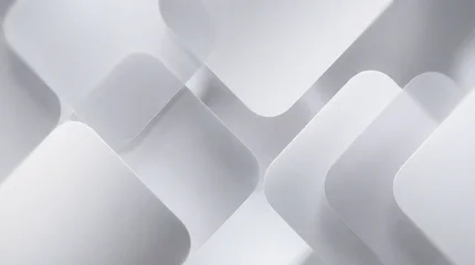 Fotobehang Kunst Dynamic abstract photograph of multiple white overlapping rounded square shapes creating an intricate three-dimensional.  © Presiyan