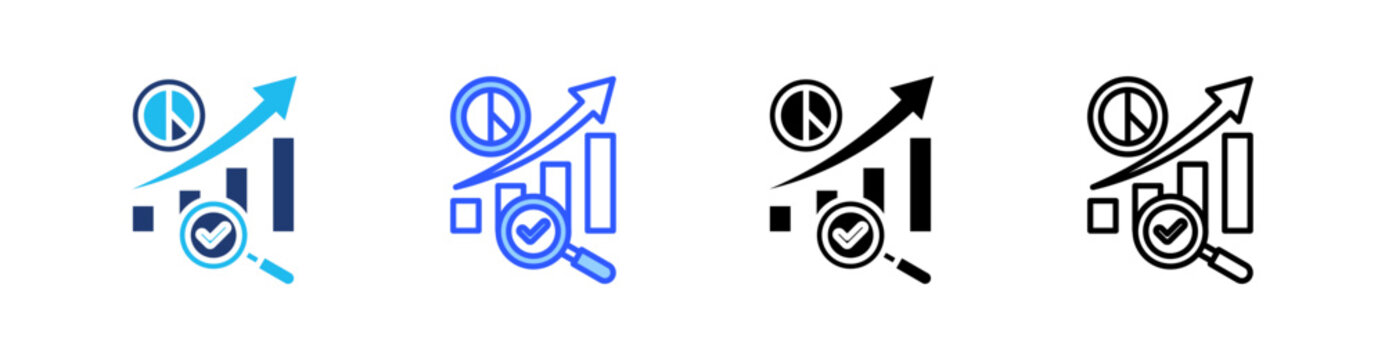 Exploratory Analysis Multi Style Icon Set Vector 