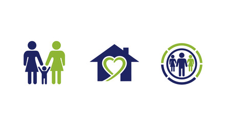 Fototapeta premium Family Icon Set: Home, Love, Security, Community, Togetherness, Unity