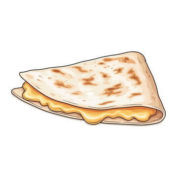 Cheese quesadilla illustration, melted cheese filling, folded tortilla
