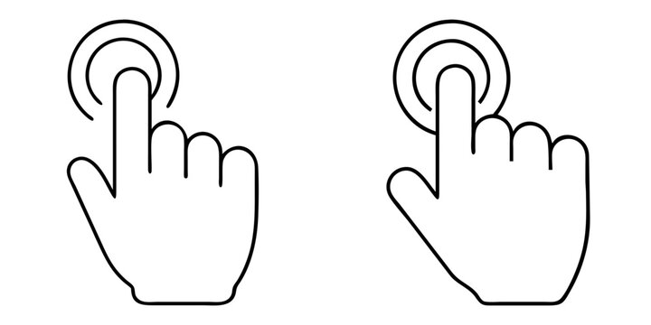 Two hands with index finger pressing or pointing with light emanating out