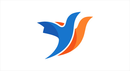 Obraz premium Abstract bird logo design with blue and orange colors.