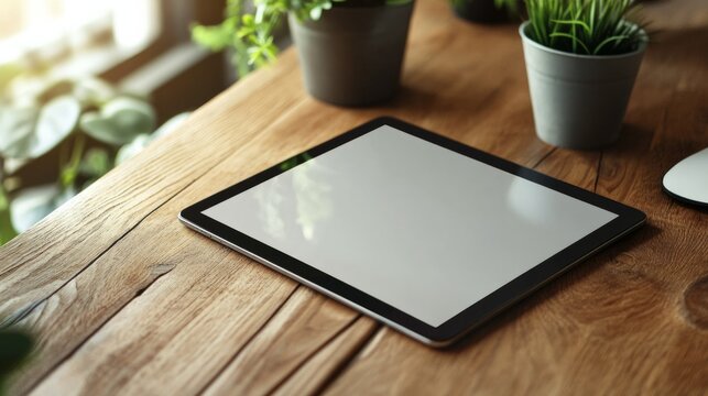 Electronic tablet on a table generative ai