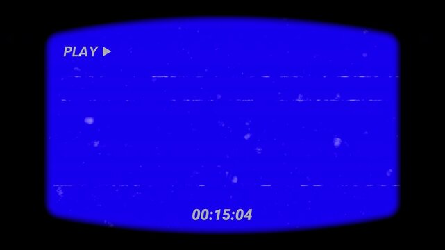 Analog VHS blue screen overlay with timestamp time counter and play icon