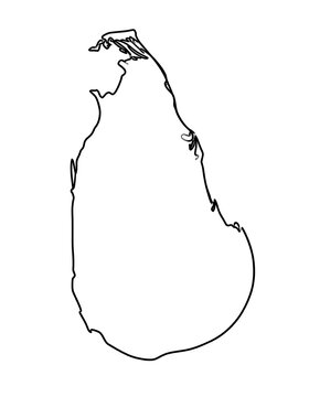 Sri Lanka Outline - Simple Black and White Map Illustration.