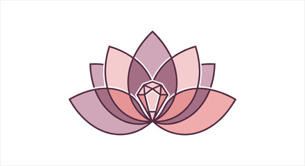 Elegant Lotus Flower with Diamond Center Logo Design. © fafa