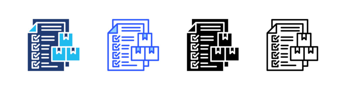 Inventory Control Multi Style Icon Set Vector 