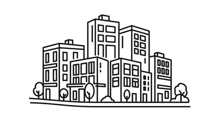Fototapeta premium Urban architectural landscape featuring a cluster of modern buildings and structures.