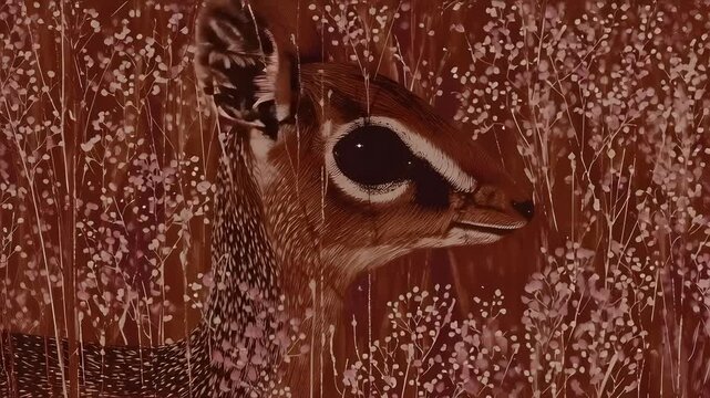 Close-up of a Dik-dik antelope in tall grass, detailed portrait, African wildlife