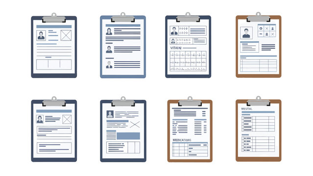 Professional Resumes, CVs, and Job Application Forms on Clipboards - Business Documentation Templates Collection