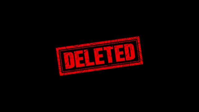 Deleted stamp design motion graphics. grunge rubber stamp impression animation. deleted distressed texture effect 4k video.