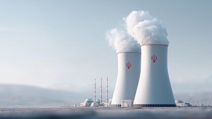 Obraz premium Nuclear Power Plant: A serene vista of a nuclear power plant, a symbol of technological advancement and environmental consciousness.