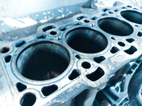 Open cylinder block diesel gas generator Modern high-tech and efficient engine, diesel gas generator background