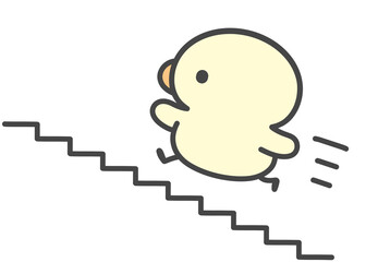 階段を上って成長するひよこ ステップアップや目標達成を表すビジネスイメージの手描きイラスト © Nitomaru