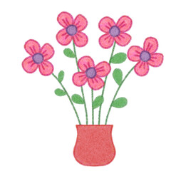 Obraz premium Cute hand-drawn pink flower in vase with transparent background 