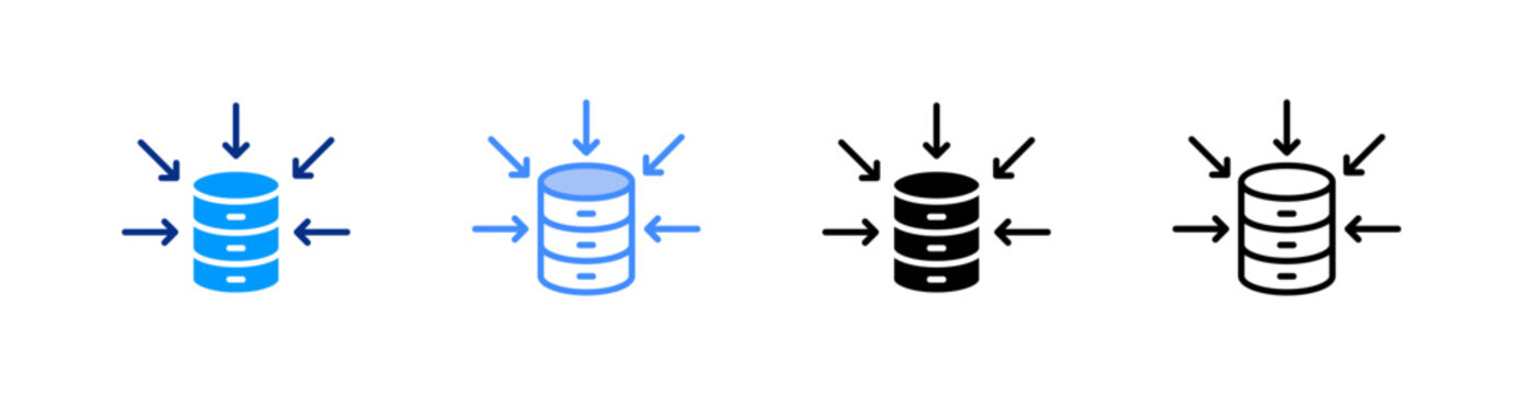 Data Aggregation Multiple Style Icon Set Vector 