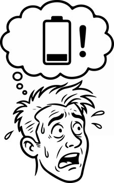 Man Thinking About Dead Battery.