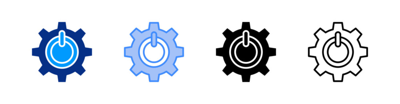 Activation Multiple Style Icon Set Vector 