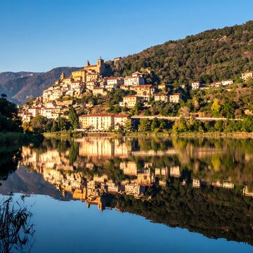 Picturesque Narni - A Medieval Town Reflected in the Nera River.