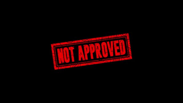 Not Approved stamp design motion graphics. grunge rubber stamp impression animation. not approved distressed texture effect 4k video.