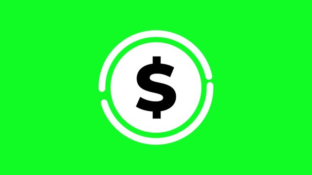 White Dollar Coin Animation on Green Screen &ndash; Money Currency Symbol Motion Graphic